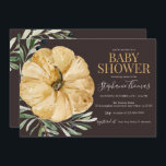 Invitation Baby shower Citrouille Rustic Automne<br><div class="desc">Style rustique avec des branches d'olivier et un citrouille.</div>
