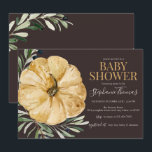 Invitation Baby shower Citrouille Rustic Automne<br><div class="desc">Style rustique avec des branches d'olivier et un citrouille.</div>