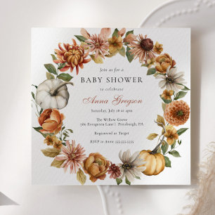 Invitation Baby shower Citrouille Rustique d'automne