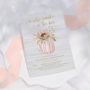 Invitation Baby shower Citrouille rustique Pink & Gold