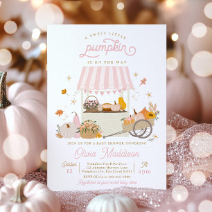 Invitation Baby shower Citrouille Rustique Rose fille