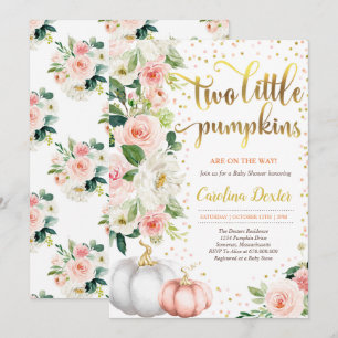 Invitation Baby shower Citrouille Twin Rose and Go