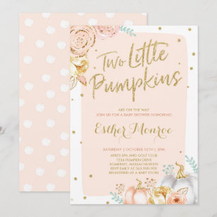 Invitation Baby shower Citrouille Twin Rose and Go