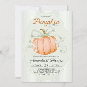 Invitation Baby Shower Citrouille Verte Petit Ruban