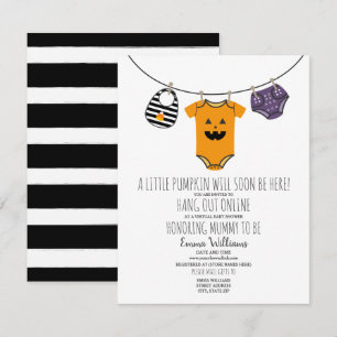 Invitation Baby shower Citrouille virtuel d'Halloween en lign
