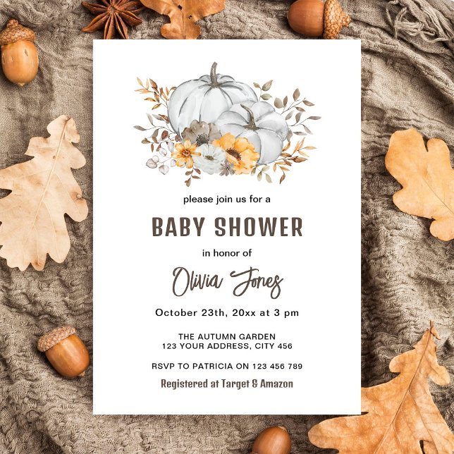 Invitation Baby Shower Citrouilles d'Automne (Créateur téléchargé)