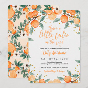 Invitation Baby shower Citrus Botanique Orange Little Cutie
