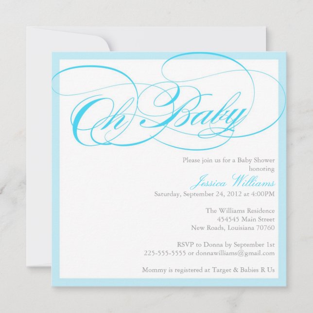 Invitation Baby shower classique (Devant)
