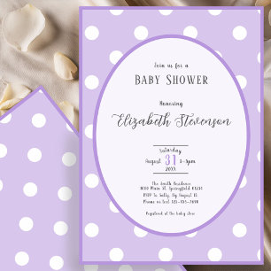 Invitation Baby Shower Classique à pois violets