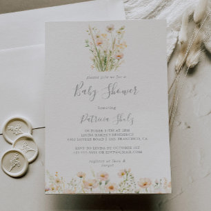 Invitation Baby shower classique Boho Blush Fleur sauvage