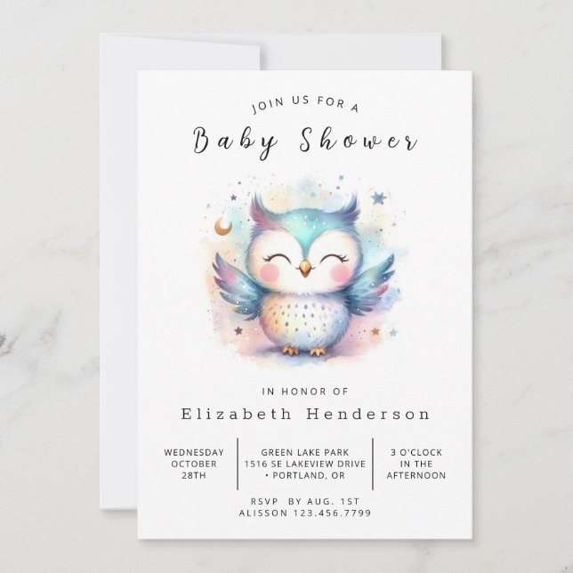 Invitation Baby shower classique d'aquarelle (Devant)