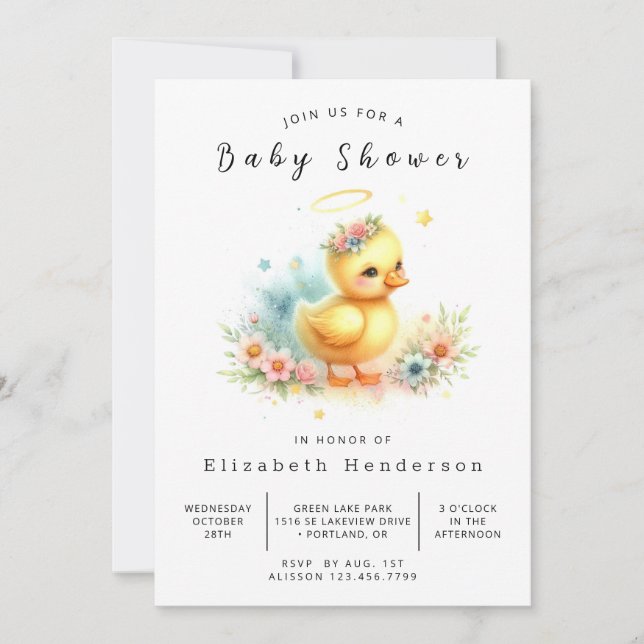Invitation Baby shower classique de canard en ligne (Devant)