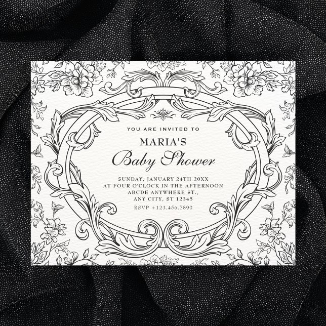 Invitation Baby shower classique floral vintage (Créateur téléchargé)