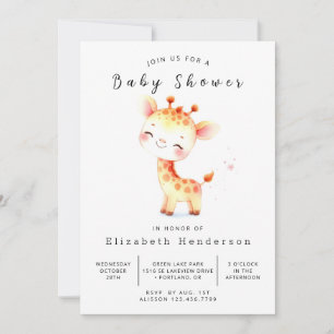 Invitation Baby shower classique personnalisé de girafe