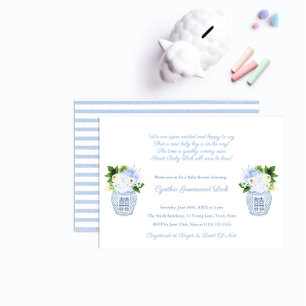 Invitation Baby Shower Classique Poème Garçon Fleur Jar Party