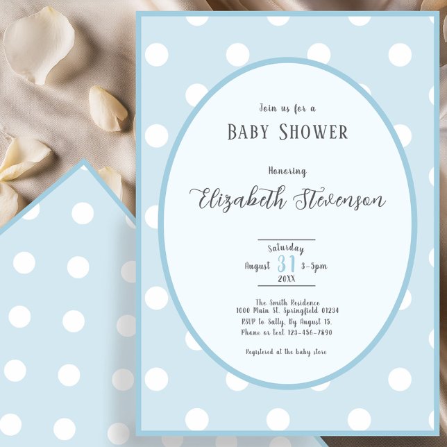 Invitation Baby Shower Classique Points Bleus (Créateur téléchargé)
