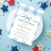 Baby shower classique pour garçon avec carreaux bl