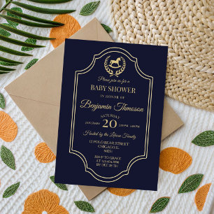 Invitation Baby shower classique sur le thème du cheval de po
