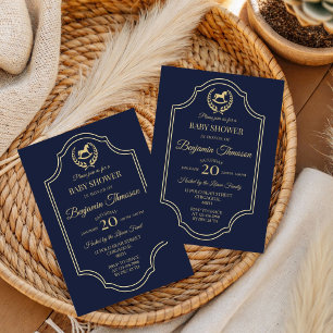 Invitation Baby shower classique vintage sur le thème du chev