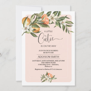 Invitation Baby shower Clementine Little Cutie rose