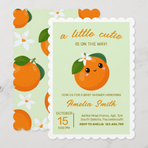 Invitation Baby shower Clementine Orange Little Cutie