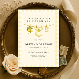 Invitation Baby Shower Clothesline Pincement de Citron Été