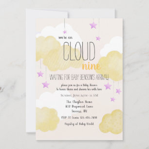 Invitation Baby shower Cloud 9 en or