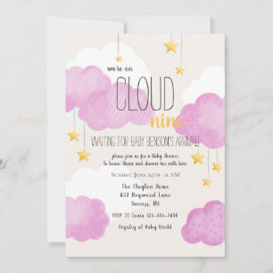 Invitation Baby shower Cloud 9 en rose