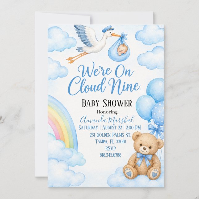 Invitation Baby Shower Cloud Nine  (Devant)