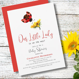 Invitation Baby Shower coccinelle Notre petite dame florale
