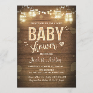 Invitation baby shower Coed Rustic Bois Mason Jarr