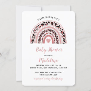 Invitation Baby shower Coeur arc-en-ciel Boho