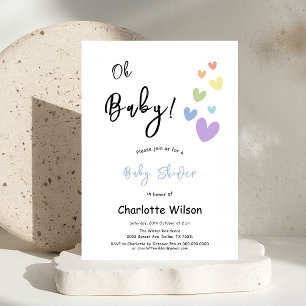 Invitation Baby Shower Cœur Mignon et Coloré
