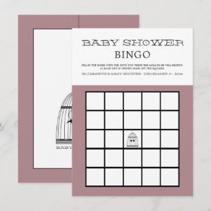 Invitation Baby shower Coeur vintage Birdcage Bingo
