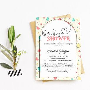 Invitation Baby shower Coeurs colorés mignons