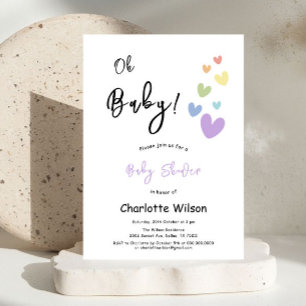 Invitation Baby shower Coeurs mignons et colorés