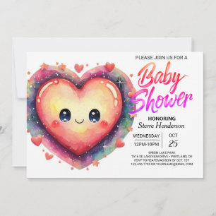 Invitation Baby shower Coeurs roses de coeur mignonne
