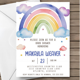 Invitation baby shower coloré Boho Watercolor Rainbow Boy