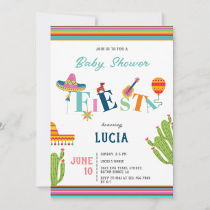 Invitation Baby shower coloré mexicain Fiesta Cactus
