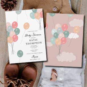 Invitation Baby shower coloré Pastel Party Balloons