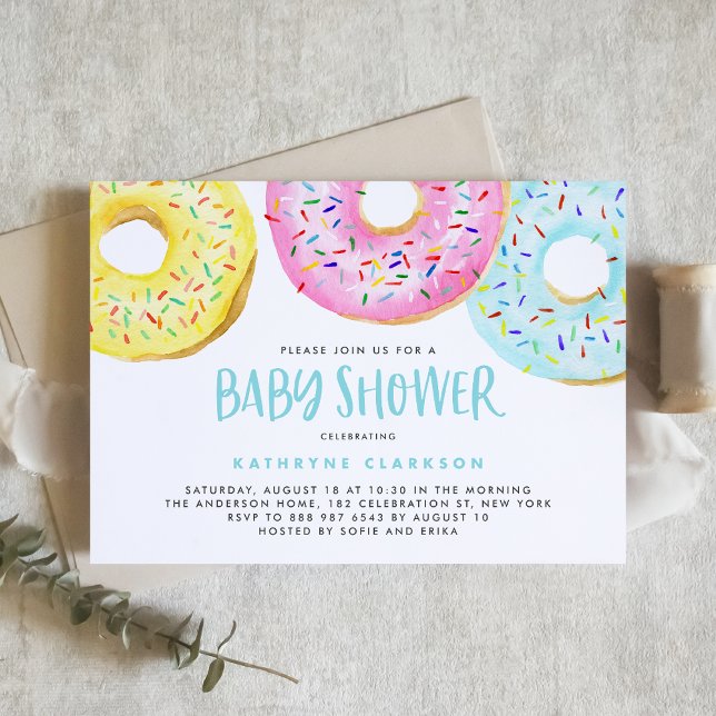 Invitation Baby shower coloré Pastel Sprinkle Donuts (Créateur téléchargé)