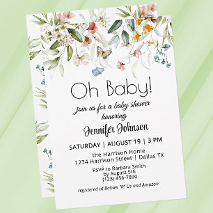 Invitation Baby shower coloré Vintage Florals de charme