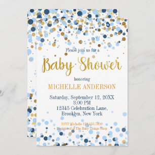 Invitation Baby shower Confetti de la Parties scintillant ble