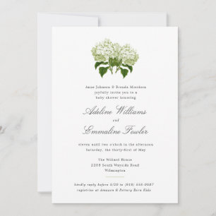 Invitation Baby shower conjoint blanc Hydrangea Grand Millenn