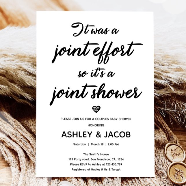 Invitation Baby shower conjoint d'effort de douches mixtes Co (Créateur téléchargé)