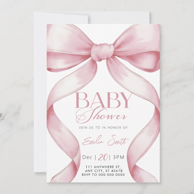 Invitation Baby shower coquette à la botte rose (Devant)