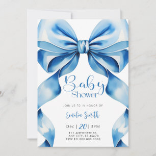 Invitation Baby Shower Coquette Arc-en-Ciel Bleu