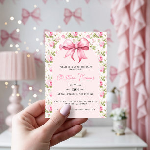 Invitation Baby Shower Coquette Arc-en-Ciel Rose