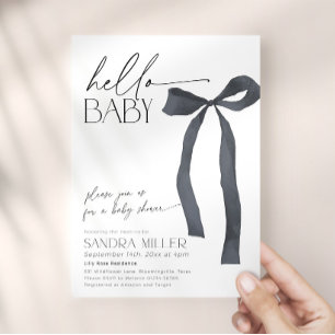 Invitation Baby Shower Coquette Arc Noir Minimaliste