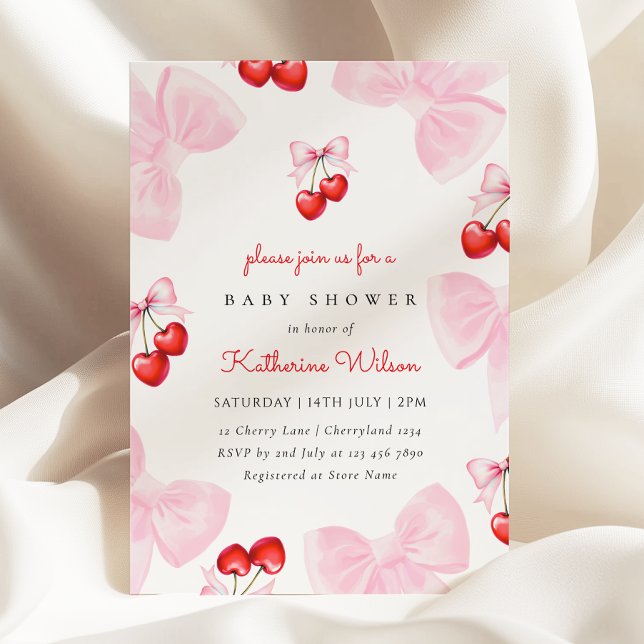 Invitation Baby shower Coquette Cherry (Créateur téléchargé)